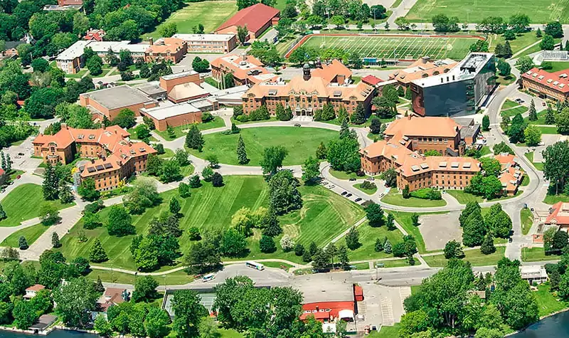 Overhead view of John Abbott College's campus, source is Maclean's